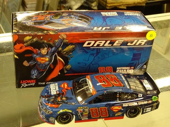 (R2) NASCAR 1:24 SCALE DIECAST COLLECTIBLE MODEL STOCK CAR; #88 NATIONAL GUARD SUPERMAN 2014 CHEVY