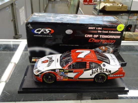 (R3) NASCAR 1:24 SCALE DIECAST COLLECTIBLE STOCK CAR; #7 JIM BEAM 2007 FORD FUSION DRIVEN BY ROBBY
