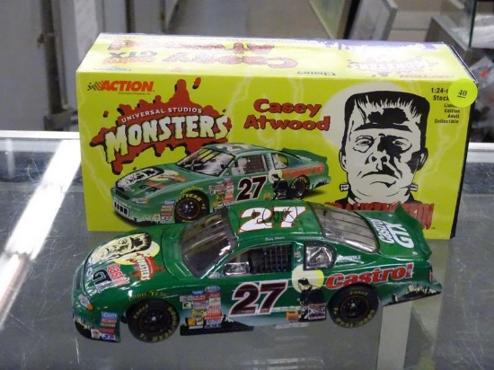 (R3) **SIGNED** NASCAR 1:24 SCALE DIECAST COLLECTIBLE STOCK CAR; UNIVERSAL STUDIOS MONSTERS CASEY