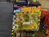 (END) ASSORTMENT OF RACING CARS/FIGURINES; TOTAL OF 5 PACKAGES, INCLUDING MINI STOCK CARS, A BOBBY