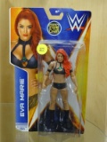 (END) WF ACTION FIGURE; NEW IN BOX! WF & MATTEL SUPERSTAR #50 EVA MARIE ACTION FIGURE. BOX MEASURES