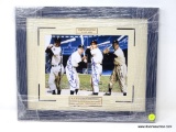 HAND SIGNED MATTED FRAMED PHOTO OF N.Y.'S GREATEST CENTERFIELDERS, SNIDER, MANTLE, DIMAGGIO, AND