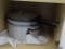 (GAR) SHELF LOT OF COOKWARE; SHELF CONTAINS 2 STOCK POTS, 2 STRAINERS AND PAN WITH LID