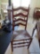 (MBR) TALL LADDERBACK SIDE CHAIR WITH RUSH BOTTOM SEAT; TURNED POSTS WITH 4 ARCHED LADDER SLATS