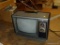 (ATT2) VTG ZENITH CHROMACOLOR TELEVISION; ANALOG TV WITH ATTACHED ANTENNA. 16 INCH SCREEN. LIGHT