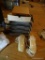 (ATT2) MISC ITEMS LOT; INCLUDES A SKI RACK IN ORIGINAL BOX, A GREY LETTER TRAY, AND A BAG OF