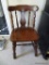 (OFF) CHAIR; OAK SIDE CHAIR WITH TURNED LEGS AND SPINDLE BACK- 17 IN X 19 IN X 32 IN