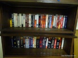 (GAME) SHELF LOT OF VHS TAPES; 2 SHELVES OF VHS TAPES ( DOES NOT INCLUDE BOOKCASE)- PATTON, TITANIC,
