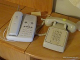 (MBR) 2 PHONES; 2 VINTAGE PUSH BUTTON TELEPHONES ONE HAS BUILT IN ANSWERING MACHINE