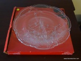 (MBR) MIKASA CRYSTAL HOLIDAY BELLS HOSTESS PLATTER; IN ORIGINAL BOX, MEASURES 14.75 INCHES IN