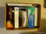 (MBR) ASSORTED BEDROOM BOX LOT OF COMPUTER BOOKLETS AND SOFTWARE; SMALLER BOX INCLUDES A STACK OF