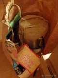 (ATT1) BAG LOT OF CAMPING SUPPLIES; COOKING POT, BOY SCOUT CANTEEN, CAMP STOVE TOASTER, FIRST AID