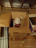 (ATT2) 2 BOX VINTAGE OFFICE SUPPLIES LOT; INCLUDES CONTENTS OF BOXES SUCH AS ADDING MACHINE TAPE,