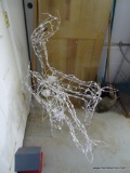 (SIDE) WHITE LIGHTED REINDEER DECORATIONS; PAIR OF OUTDOOR LIGHTED DECORATION SHAPED LIKE WINTER