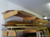 (SIDE) WALNUT AND OTHER ASSORTED LUMBER LOT; LOCATED ON TOP ROW OF WALL SHELVES IN ROOM OFF OF SHED.