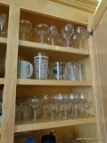 (KIT) 3 SHELF LOT; INCLUDES CONTENTS OF LEFT CABINET TO INCLUDE ASSORTED GLASSWARE SUCH AS SHERRY