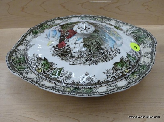 JOHNSON BROS. FRIENDLY VILLAGE VEGETABLE DISH; THIS IS A 10.5 IN X 3 IN VEGETABLE SERVING DISH WITH