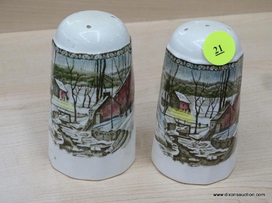 JOHNSON BROS. FRIENDLY VILLAGE SALT AND PEPPER SHAKERS; THESE ARE JOHNSON BROS. SALT AND PEPPER