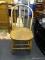 VINTAGE BOW BACK CHAIR; VINTAGE WOODEN BOX BACK SIDE CHAIR. THIS CHAIR HAS 4 SPINDLE BACK RAILS,