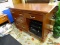 DARK STAINED WOODEN DRESSER; SOLID WOOD IN A BEAUTIFUL DARK REDDISH WOOD GRAIN FINISH. WITH 4