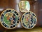 GERMAN POTTERY PLATES; TOTAL OF 3. 2 ARE LARGER AND ROUND, AND HAVE AN ASSEMBLY OF PEOPLE DANCING IN
