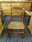 ROCKING CHAIR; MAHOGANY WOVEN SEAT ROCKING CHAIR WITH 2 RUNG LADDER BACK. MEASURES 15 IN X 26 IN X