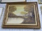 FRAMED OIL ON BOARD; DEPICTS A WATERSIDE HOME IN THE MIDDLE OF AUTUMN. IN A GOLD TONED FRAME