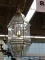 PENDANT CHANDELIER; LARGE BRASS AND BEVELED GLASS PANELED PENDANT CHANDELIER WITH TWO SETS OF 6
