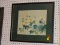 FRAMED WATERCOLOR OF FLOWERS; IN A BLACK TONED FRAME MEASURES 20 IN X 18 IN