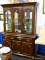 KINCAID FURNITURE CO CHINA HUTCH AND BUFFET; 2 PIECE ITEM. THE TOP PORTION IS BEVELED WITH DENTIL