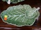 CABBAGE LEAF POTTERY; THIS LOT INCLUDES A VEGETABLE AND DIP PLATTER MADE TO LOOK LIKE PIECES OF