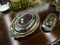 SILVER PLATED OVAL VEGETABLE DISH AND BUTTER DISH; BOTH PIECES ARE LIDDED, AND HAVE SCROLLING FLORAL