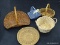 ASSORTED BASKETS LOT; INCLUDES 5 TOTAL PIECES SUCH AS BLUE SQUARE HANDLED BASKET, LARGE HANDLED