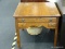 SQUARE WOODEN END TABLE; ONE OF A PAIR WITH LOT #85. LOVELY CONTEMPORARY DESIGN IS SIMPLE AND