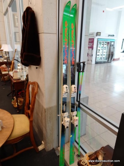 DYNASTAR "OMEGA" SKIS; COURSE CROSS COMPETITION SKIS WITH MATCHING SKI POLES. CERAMIC, TORSION