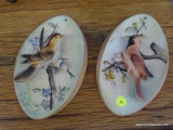 VINTAGE TILSO CERAMIC WALL PLAQUES; TOTAL OF 2, OVAL IN SHAPE, ONE IS GOLD FINCH BIRD, OTHER IS