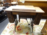VINTAGE SINGER SEWING MACHINE AND TABLE; 1920'S SINGER SEWING MACHINE SERIAL # G5371795. THIS SEWING