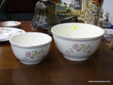 SET OF HOMER LAUGHLIN BOWLS; SET OF TWO HOMER LAUGHLIN BOWLS. THEY ARE CREAM COLORED WITH SILVER