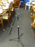 BLACK MICROPHONE STAND WITH ADJUSTABLE BOOM; .BOOM LENGTH: 30