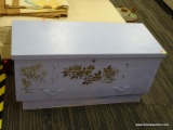 PAINTED LANE CEDAR CHEST; HAS PAINTED ROSE PATTERN ON THE FRONT AND HAS AN INTERIOR TRAY. INCLUDES