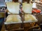 (R4) PAIR OF ARMCHAIRS; HAVE MAHOGANY BONES AND YELLOW UPHOLSTERY. HAVE BRASS STUDDING AROUND THE