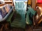 (R4) FOLDING PATIO/LAWN ADIRONDACK CHAIRS; BOTH ARE GREEN IN COLOR AND FOLD FOR EASY STORAGE AND