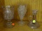 (R4) 3 PIECE LOT; INCLUDES A LIGHT PURPLE GLASS CANDLESTICK HOLDER, A LIGHT PURPLE WATER GOBLET, AND