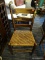 (R1) VINTAGE SIDE CHAIR WITH WOVEN RATTAN SEAT; TURNED EARS WITH 3 LADDER SLATS BETWEEN AT THE BACK,