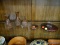 (R1) WOODEN CARVED DECOR LOT; TOTAL OF 5 PIECES, INCLUDING A 3 PIECES SET (2 VASES AND SMALL JAR)