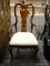 (R2) THOMASVILLE QUEEN ANNE STYLE CAPTAINS DINING CHAIR; DOUBLE ARCHING CRESTRAIL WITH CARVED SPLAT,