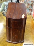 (R2) 18TH CENTURY STYLE MAHOGANY KNIFE BLOCK; TALL RECTANGULAR KNIFE BLOCK WITH SCALLOPED FRONT AND