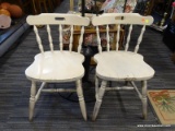 (R3) PAIR OF PAINTED WINDSOR CHAIRS; MAPLE CHAIRS, PARTIALLY PAINTED A TAUPE COLOR. EACH HAS A