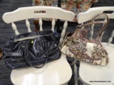 (R3) LADIES HANDBAGS LOT; TOTAL OF 2, INCLUDES A NINE WEST BLACK HANDBAG AND A LIZARD SKIN STYLE