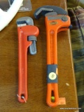 (R3) LOT OF 2 PIPE WRENCHES; INCLUDES A RIGID BRAND PIPE WRENCH AND A SMALLER RED PIPE WRENCH.